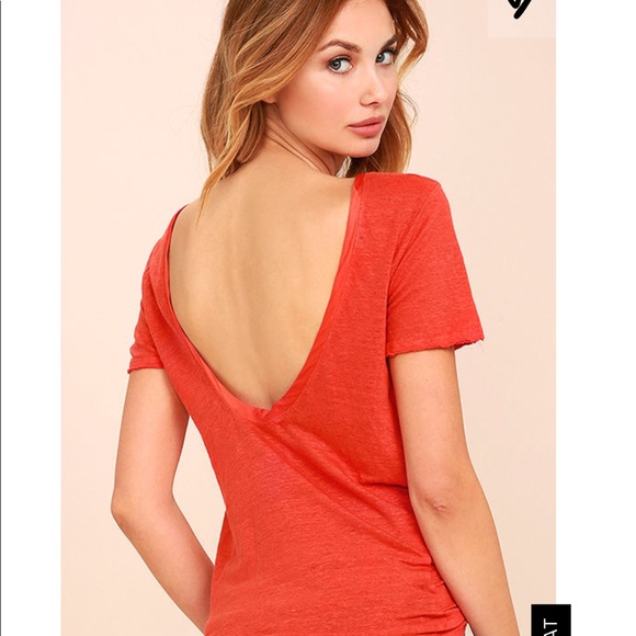 PROJECT SOCIAL T SEDONA CORAL ORANGE BACKLESS TEE - Picture 1 of 4